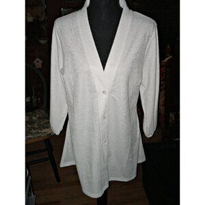 Issac Mizrahi Live White Brocade Tunic/Jacket NEW Sz L